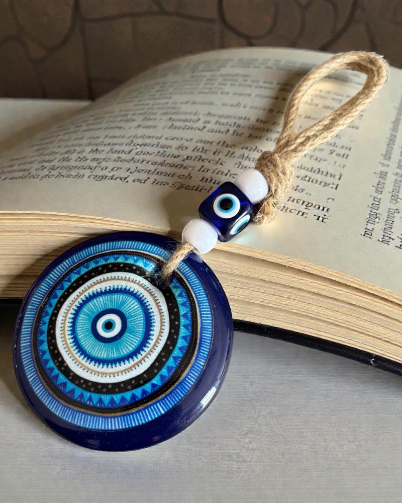 WARMINGO DE Big Size Acrylic Evil Eye – Turkish Nazar Battu Home & Office Wall Hanging for Door, Living Room | Good Luck Décor Gift India (8 CM GLASS) (DESIGN B) - Image 5