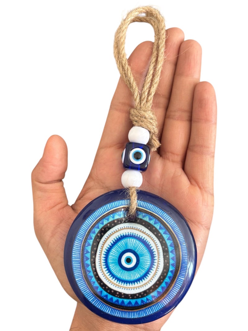 WARMINGO DE Big Size Acrylic Evil Eye – Turkish Nazar Battu Home & Office Wall Hanging for Door, Living Room | Good Luck Décor Gift India (8 CM GLASS) (DESIGN B) - Image 3