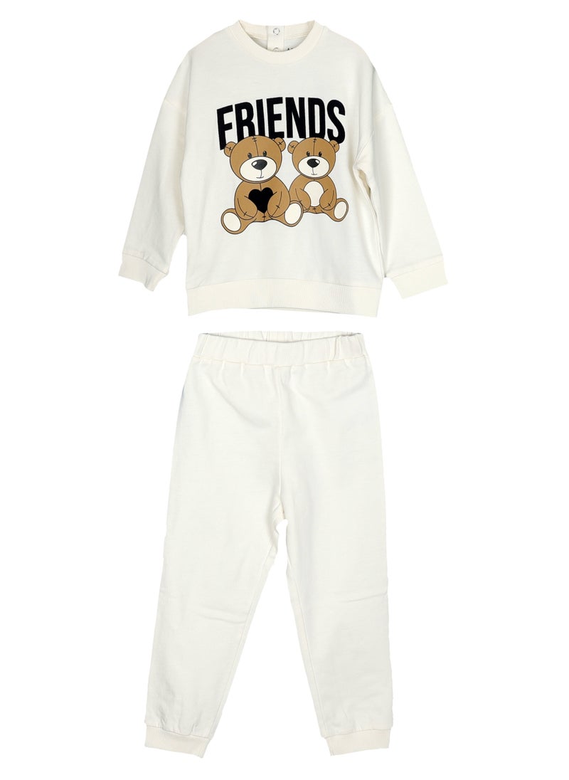AIKO - AIKO-Girls Sweat Top and Jogger Set with Bear Print 
-18-24M - Image 1