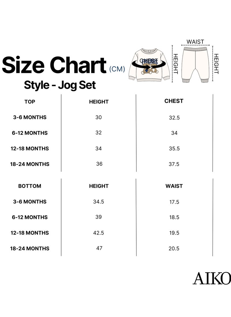 AIKO - AIKO-Girls Sweat Top and Jogger Set with Bear Print 
-18-24M - Image 1