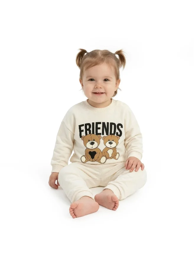 ايكو AIKO-Girls Sweat Top and Jogger Set with Bear Print