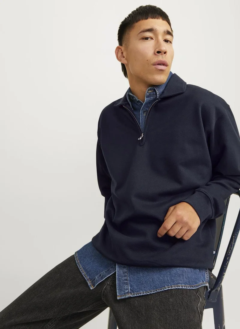JACK & JONES Jprblumarc Half Zip Through Collar Sweatshirts