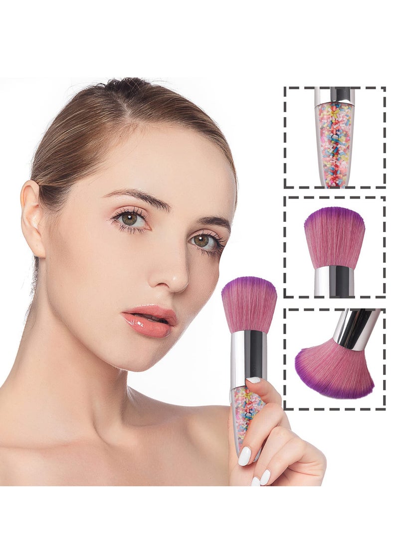 Excefore 4 Pcs Powder Remover Brush, Large Powder Makeup with Colorful Granule Decorated Handle for Face Blush Makeup and Nails, Manicure Cleanup, Purple - Image 2