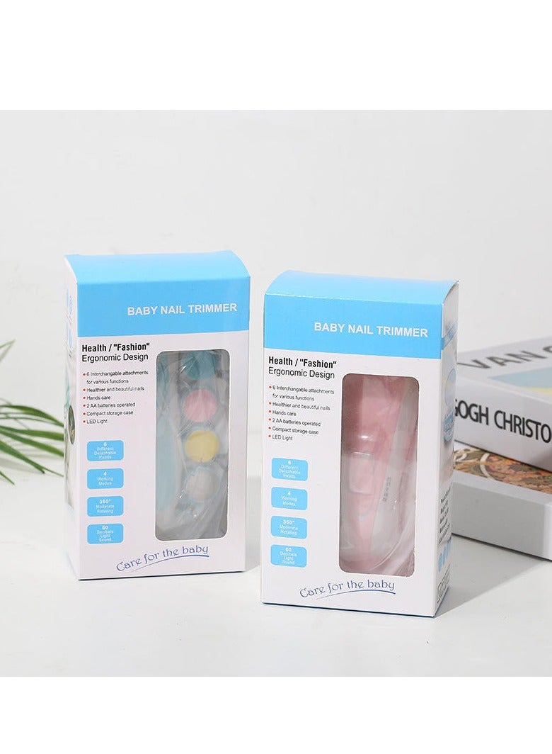 Electric Baby Nail Trimmer 6-In-1 Electric Nail File Trimmer Tool Kit for Kids Nail Trim and Polish (Pink) - Image 3