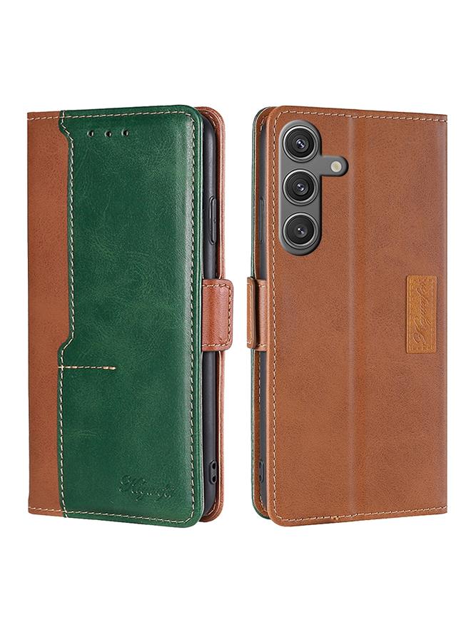 اس-توب جراب لهاتف Samsung Galaxy S24 5G، جراب جلدي بلون متباين مع مشبك جانبي - Image 1