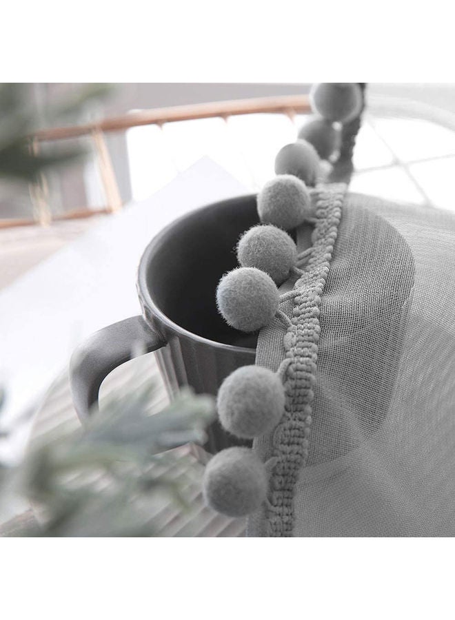 NIBEMINENT Home Sheer Linen Textured Curtains With Lace Semi Drapes Grey - Image 4