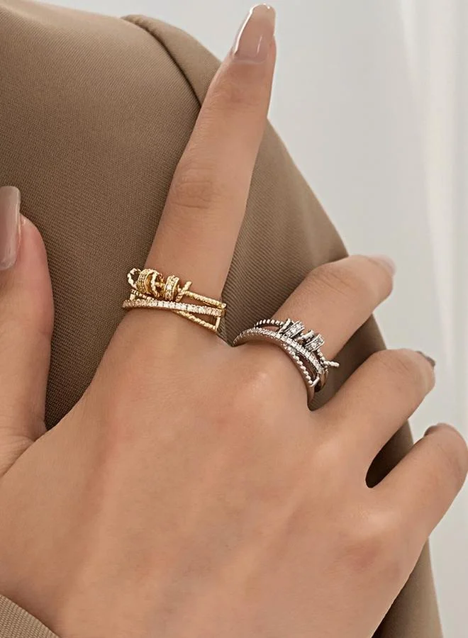 Take Two  Gold Embellished Cuff Ring for Women | Best Price UAE