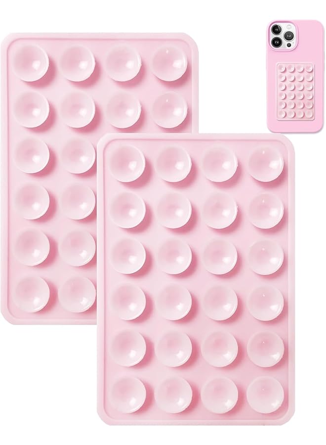 إيروريكس قطعتان من جراب الهاتف المصنوع من السيليكون اللاصق غير القابل للانزلاق مع حامل الهاتف اللاصق بدون استخدام اليدين وحامل ملحقات الهاتف لالتقاط صور السيلفي ومقاطع الفيديو وحامل الهاتف اللاصق المصنوع من السيليكون باللون الوردي