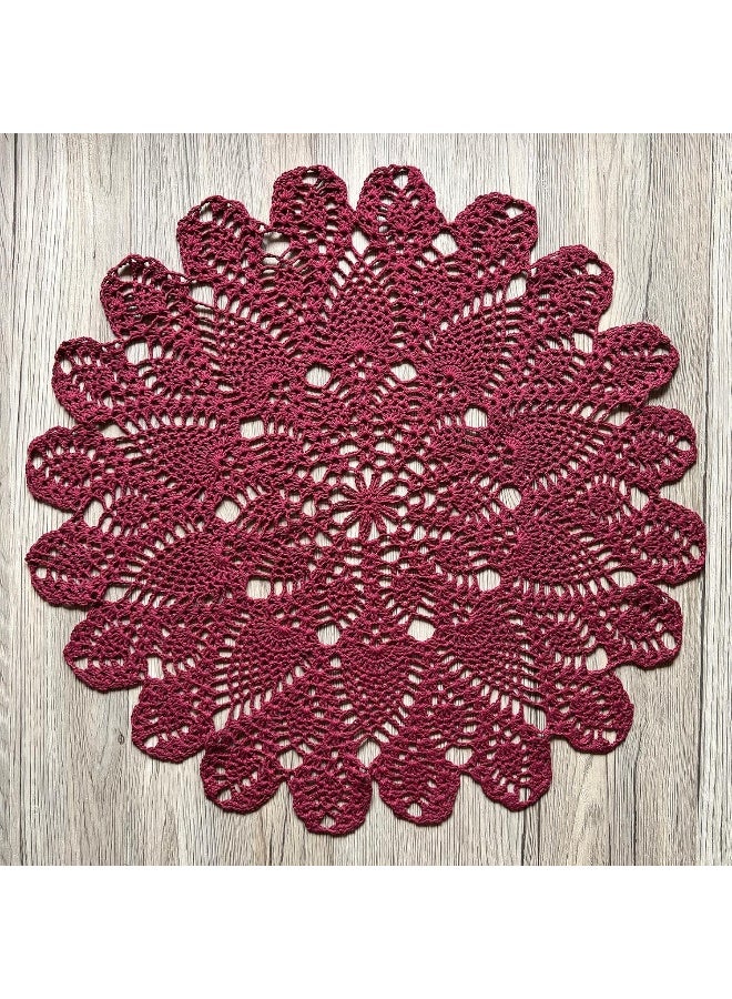 Phantomon Phantomon 20 Inch Lace Doilies Table Placemats Handmade Crochet Cloth Round Coasters Knitted Doilies for Tables Sofa - Image 4