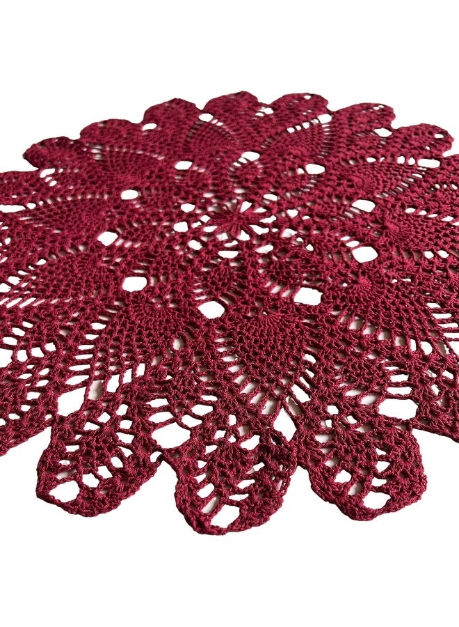 Phantomon Phantomon 20 Inch Lace Doilies Table Placemats Handmade Crochet Cloth Round Coasters Knitted Doilies for Tables Sofa - Image 3