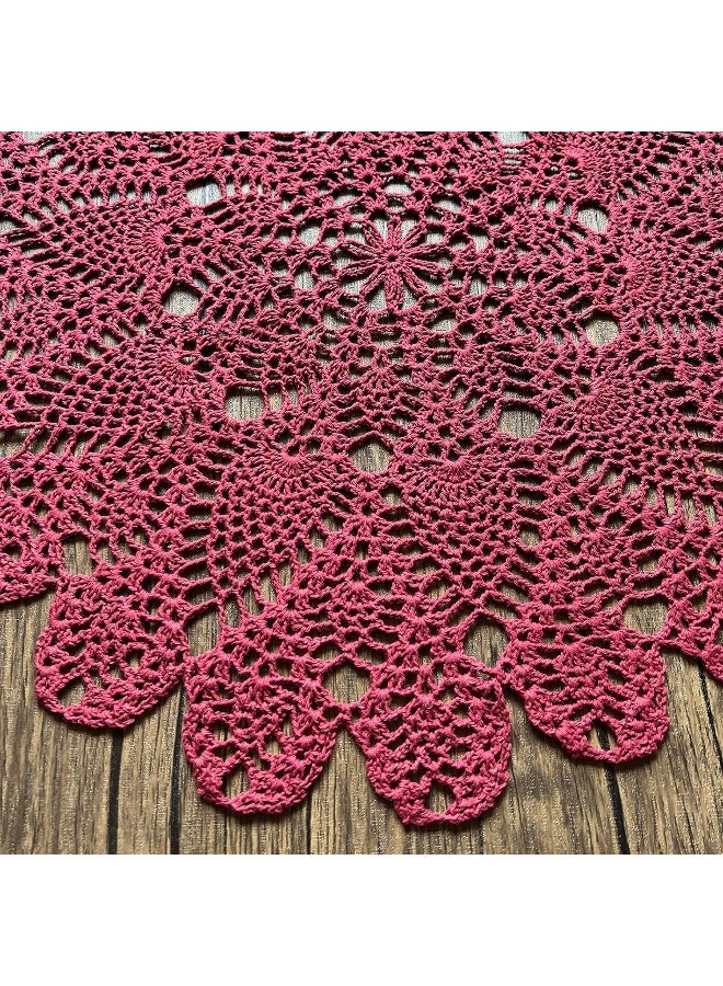 Phantomon Phantomon 20 Inch Lace Doilies Table Placemats Handmade Crochet Cloth Round Coasters Knitted Doilies for Tables Sofa - Image 5