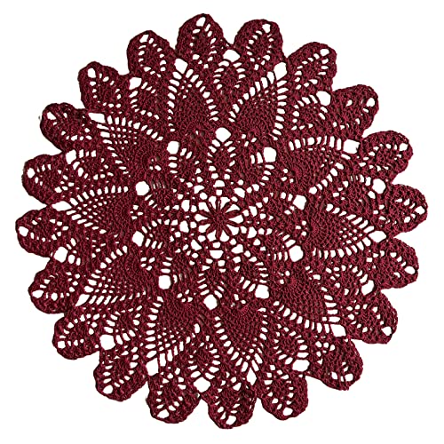 Phantomon Phantomon 20 Inch Lace Doilies Table Placemats Handmade Crochet Cloth Round Coasters Knitted Doilies for Tables Sofa - Image 2