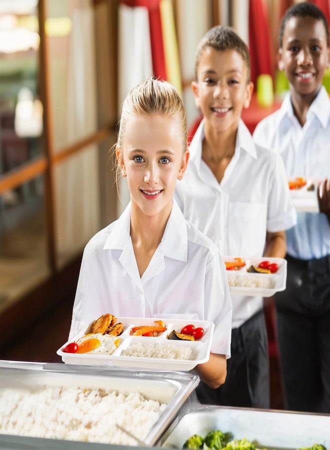 WELLIFE 100% Compostable 5 Compartment Paper Plates, 10.25 * 8.25 Inch 125 Pack Heavy Duty Divided Disposable School Lunch Trays, Eco-Friendly Bagasse Plates for Boys, Girls and Youth (BPA Free) - Image 3