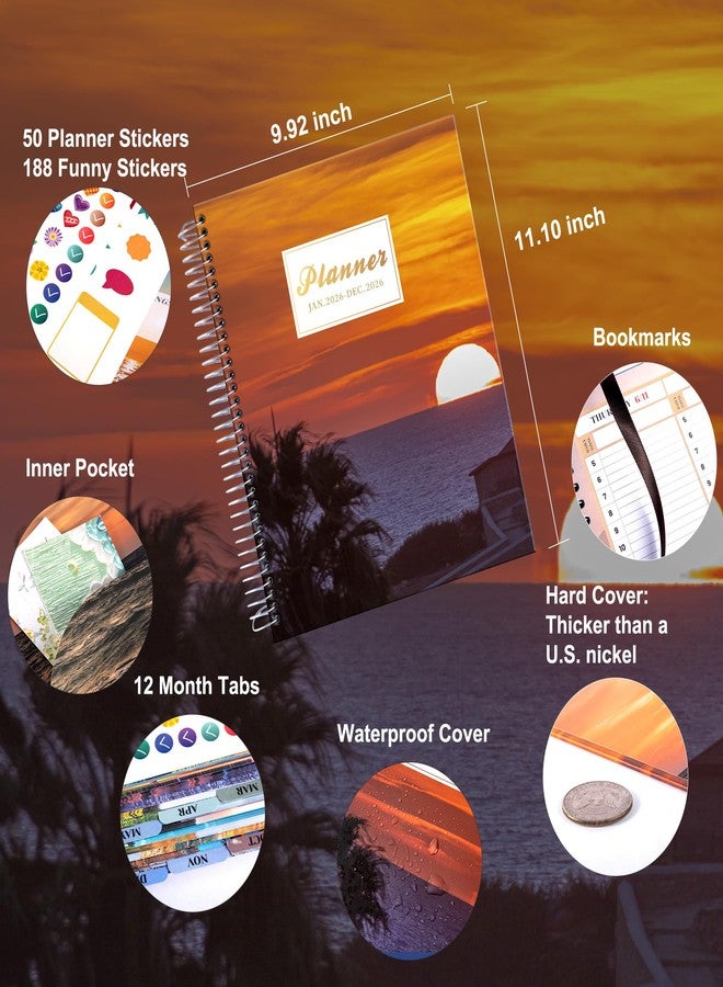 CAGIE 2026 Monthly Planner: 12 Months Jan 2026 - Dec 2026 Calendar Planner Weekly and Monthly 8.5" x 11" Large Spiral Planners for Women Hourly Daily Yearly Agenda with Tabs Stickers, Sunset - Image 2