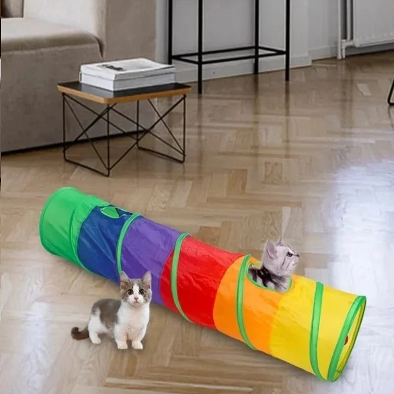 Tineke Flat Cat Dog Play Tunnel Cat Tunnel Folding Rainbow Long