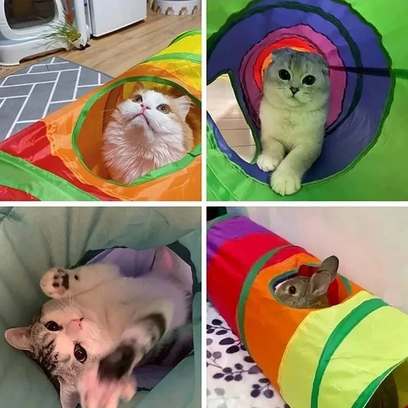 Tineke Flat Cat Dog Play Tunnel Cat Tunnel Folding Rainbow Long