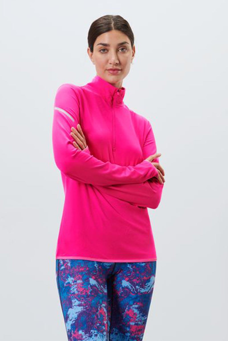 Tchibo سويت شيرت نسائي بأكمام طويلة وياقة مرتفعة، وردي - Image 1