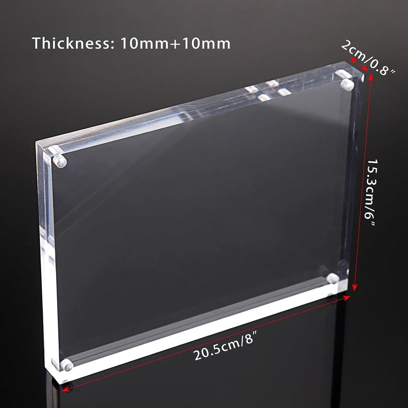 BTSKY 6 * 8 inch Clear Acrylic Magnetic Photo Frame - Double Sided Clear Tabletop Frameless Picture Frame, Thick Frameless Block Display Stand - Image 2