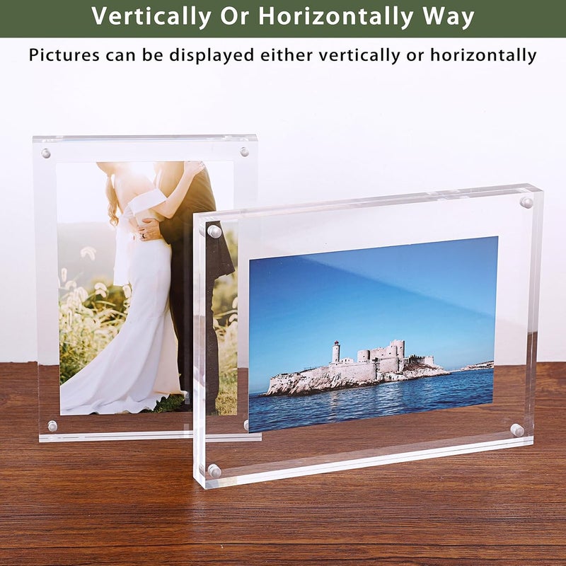 BTSKY 6 * 8 inch Clear Acrylic Magnetic Photo Frame - Double Sided Clear Tabletop Frameless Picture Frame, Thick Frameless Block Display Stand - Image 5