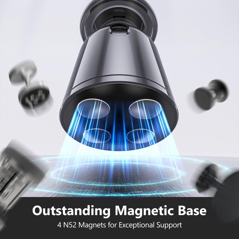MiiKARE Dual Magnetic Phone Holder for Magsafe, Strong Magnets Gym Phone Holder Mount, 360 Rotation Adjustable, Hands Free Cell Phone Holder Compatible iPhone 17 Pro Max 16 15 14 13, Magsafe Black - Image 5