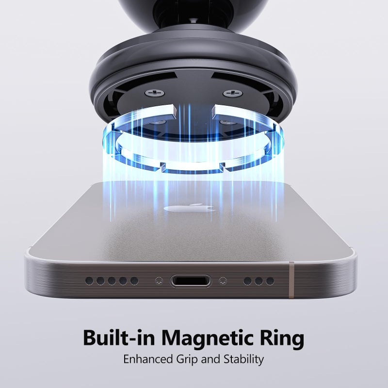 MiiKARE Dual Magnetic Phone Holder for Magsafe, Strong Magnets Gym Phone Holder Mount, 360 Rotation Adjustable, Hands Free Cell Phone Holder Compatible iPhone 17 Pro Max 16 15 14 13, Magsafe Black - Image 4