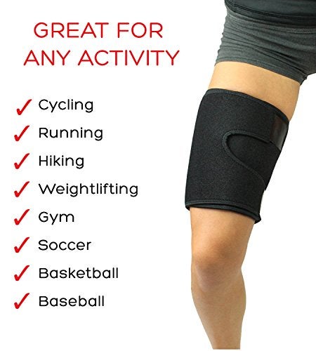 Stone and Clark Adjustable Thigh Brace Support, Quadriceps Support and Thigh Wraps for Men and Women. Unisex Breathable Neoprene Non-Slip Hamstring Compression Sleeve - Image 2