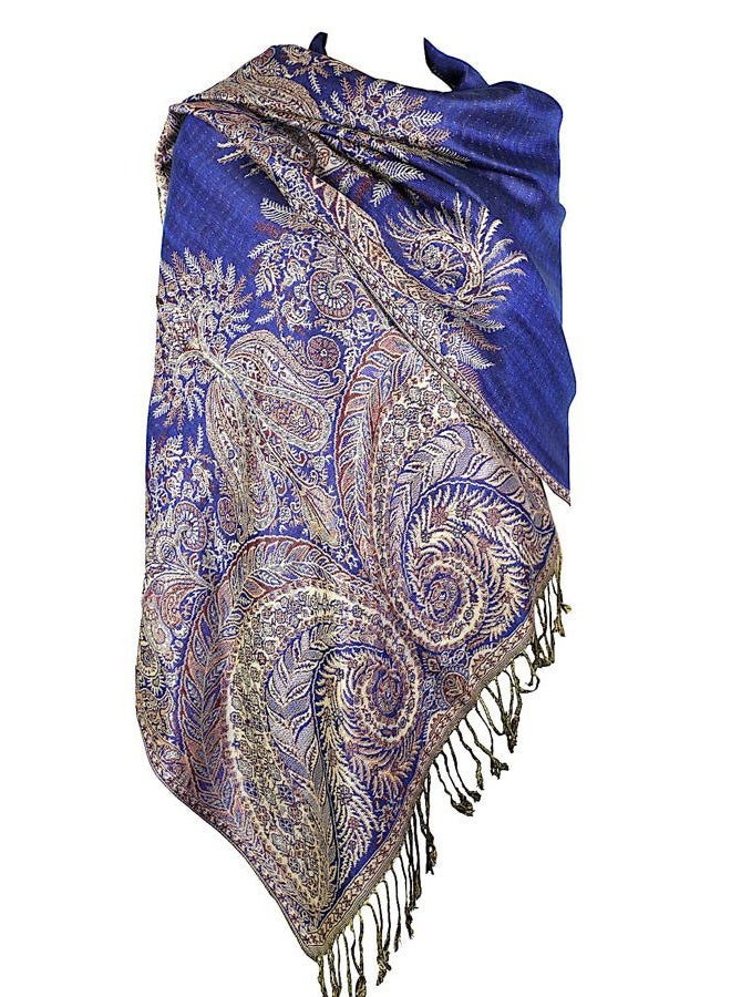 Achillea Luxurious Double Layered Jacquard Big Paisley Pashmina Shawl Wrap Scarf - Image 1