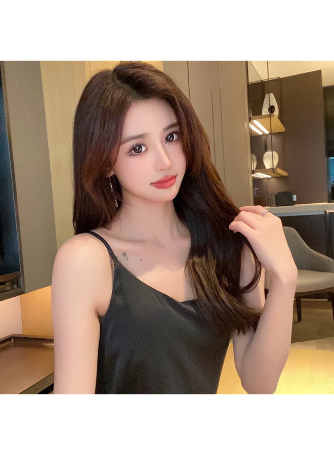LANG SHA Lanshifei Women's Thin Strap Nightgown With Chest Pad, Summer Wearable Ice Silk High-end Satin Home Wear Lingerie - Image 2