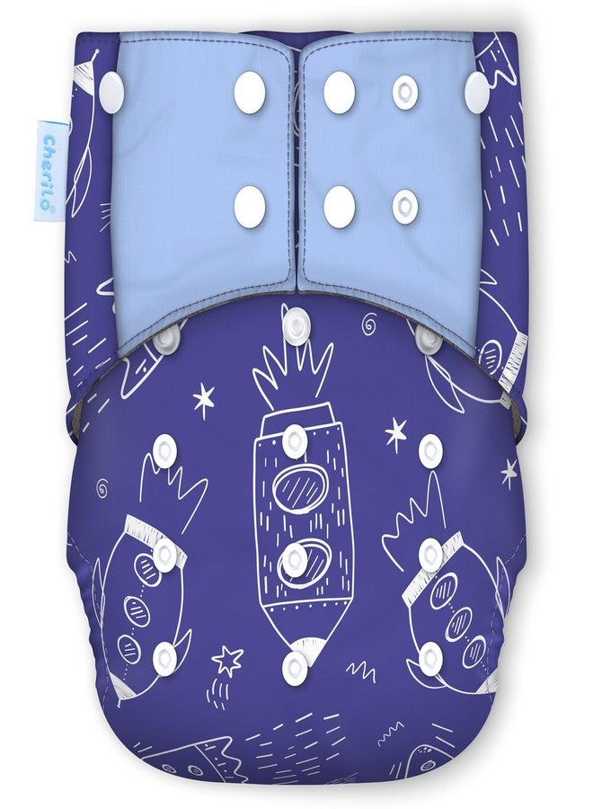 Cherilo حفاضات شيريلو القماشية القابلة لإعادة الاستخدام للأطفال حديثي الولادة من عمر 0 إلى 3 سنوات، مانعة للتسرب، حفاضات قماشية قابلة للغسل وصديقة للبيئة، لا تسرب جانبي، قابلة للتعديل، حفاضة جيبية بمقاس واحد (حفاضة واحدة بنمط المجرة + حشوة واحدة) - Image 1