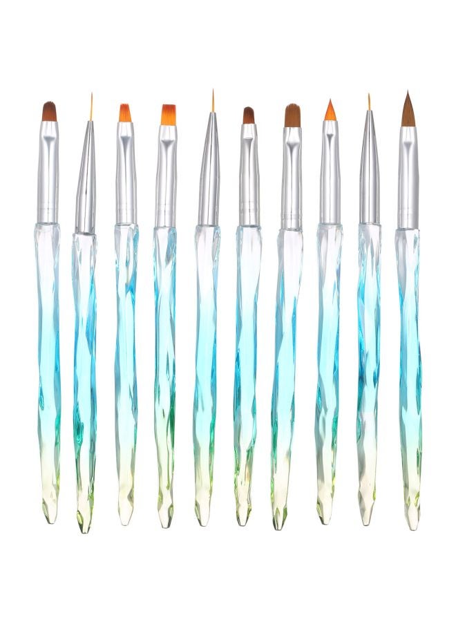 طقم فرشاة أظافر أكريليك من 10 قطع أزرق/فضي/بني - Image 1