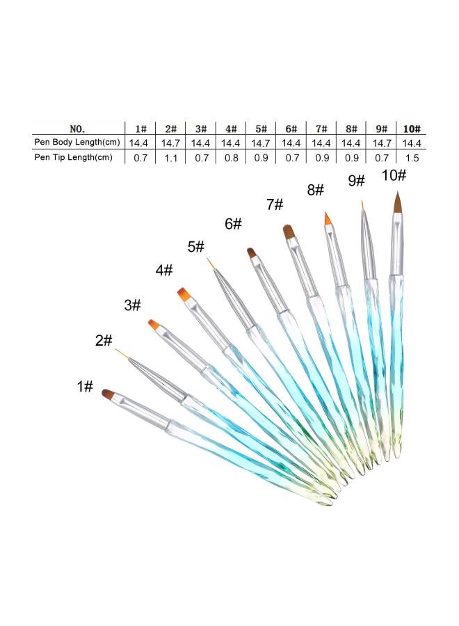 طقم فرشاة أظافر أكريليك من 10 قطع أزرق/فضي/بني - Image 2