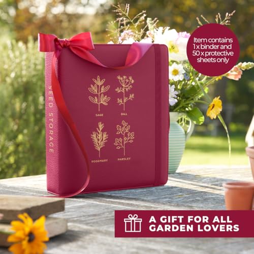 WILDGOOSE Seed Storage Organizer Binder - Seed Packet Organizer with 50 Pack Sheet Protectors That Stores 200 Seed Envelopes. (Raspberry) - Image 4