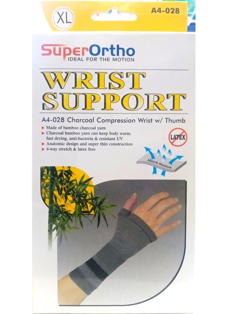 SuperOrtho Charcoal Compression Wrist w/ Thumb Support A4-028 (XL) - Image 1