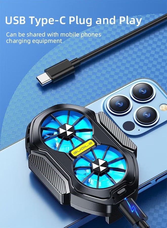 Arabest Phone Cooler with LED Light, Dual Fan USB Rechargeable Mobile Cooling Fan without Noise, Cellphone Radiator for Playing Games Tiktok for Universal iPhone/Android Smartphone - Image 4