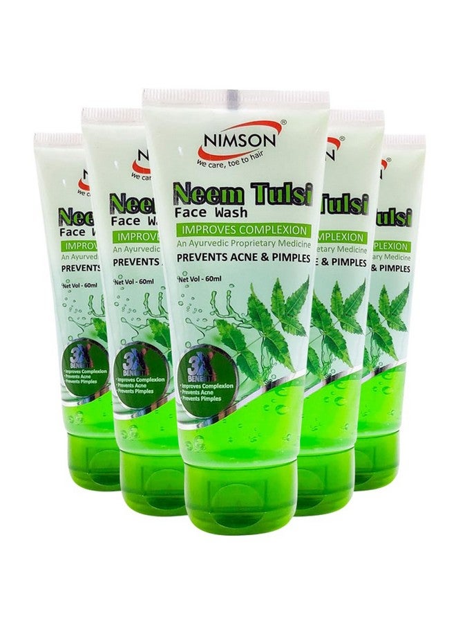 Nimson Neem Tulsi Face Wash With 3X Benefits Improves Complexion Prevents Acne Prevents Pimples 60Ml (Pack Of 5) - Image 1