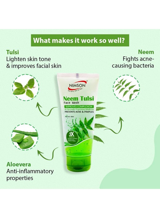 Nimson Neem Tulsi Face Wash With 3X Benefits Improves Complexion Prevents Acne Prevents Pimples 60Ml (Pack Of 5) - Image 4