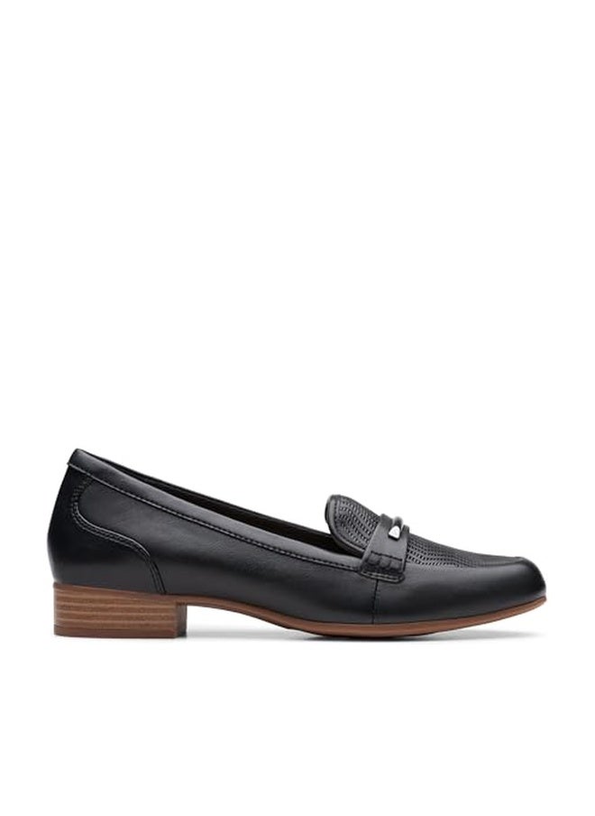 Clarks Women's Juliet Aster Loafer, Black Leather, 11 Wide - Image 1