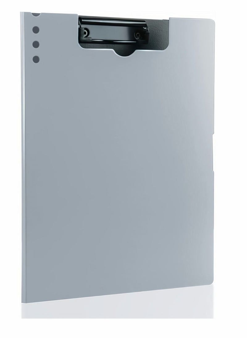 SYOSI Classic Clipboards Plastic Clip Board A4 Folding Document Folder For Office Nursing Teacher Student Stationery Test, A4 Size 9 x 12.5 Inch With Low Profile Metal Clip, Gray  - Image 1