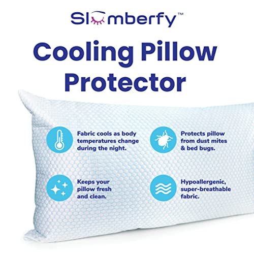 Slumberfy Queen Size Waterproof Cooling Pillow Protector by Slumberfy - Premium Skin-Safe Cover with Zipper Closure - Natural Fabric with ArcticTex Cooling Technology, Noiseless Pillowcase: 20x30 in - Image 2
