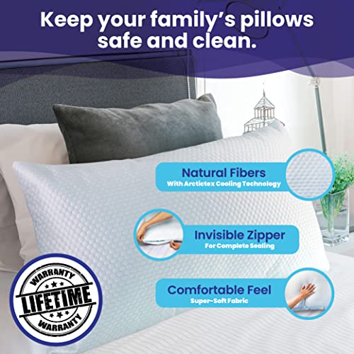 Slumberfy Queen Size Waterproof Cooling Pillow Protector by Slumberfy - Premium Skin-Safe Cover with Zipper Closure - Natural Fabric with ArcticTex Cooling Technology, Noiseless Pillowcase: 20x30 in - Image 3