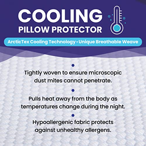 Slumberfy Queen Size Waterproof Cooling Pillow Protector by Slumberfy - Premium Skin-Safe Cover with Zipper Closure - Natural Fabric with ArcticTex Cooling Technology, Noiseless Pillowcase: 20x30 in - Image 5