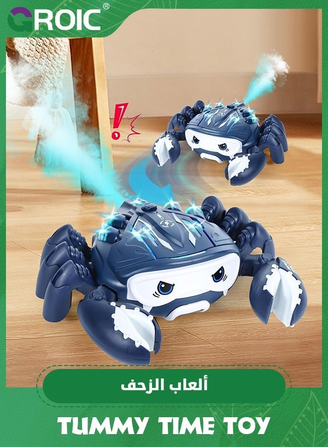GROIC Crawling Crab Toy, Infant Tummy Time Baby Toys, Fun Interactive Walking Moving Toy Babies Sensory Induction Crabs with Spray, Toys Boys Girls Toddler Birthday Gift (Blue) - Image 4