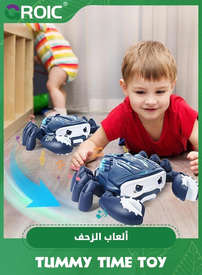 GROIC Crawling Crab Toy, Infant Tummy Time Baby Toys, Fun Interactive Walking Moving Toy Babies Sensory Induction Crabs with Spray, Toys Boys Girls Toddler Birthday Gift (Blue) - Image 5