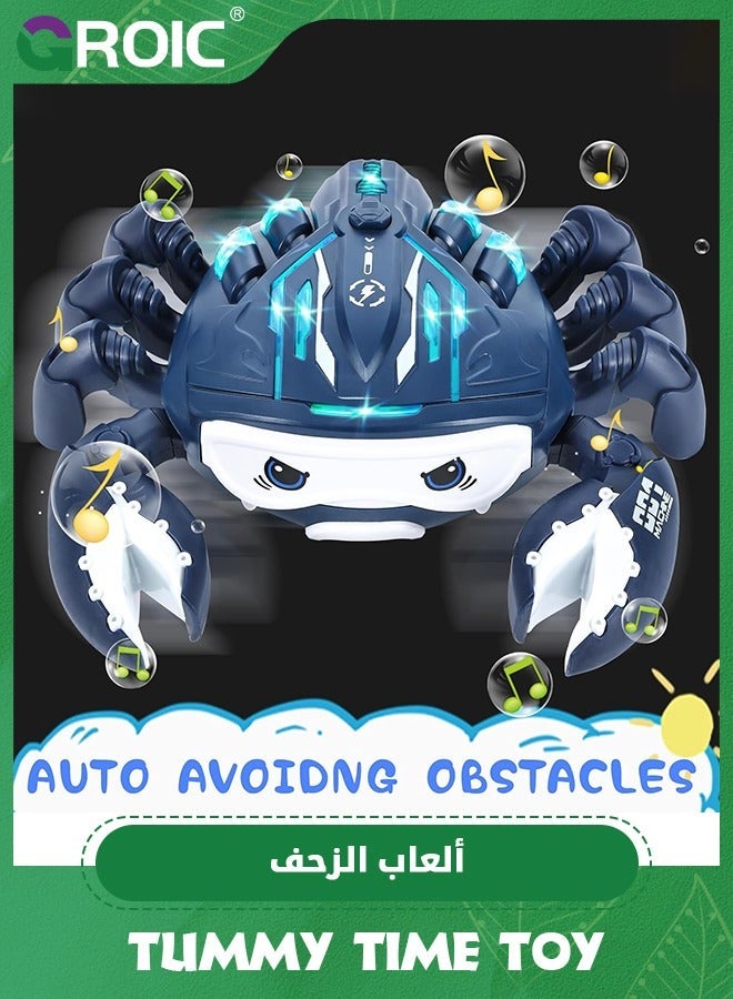 GROIC Crawling Crab Toy, Infant Tummy Time Baby Toys, Fun Interactive Walking Moving Toy Babies Sensory Induction Crabs with Spray, Toys Boys Girls Toddler Birthday Gift (Blue) - Image 3