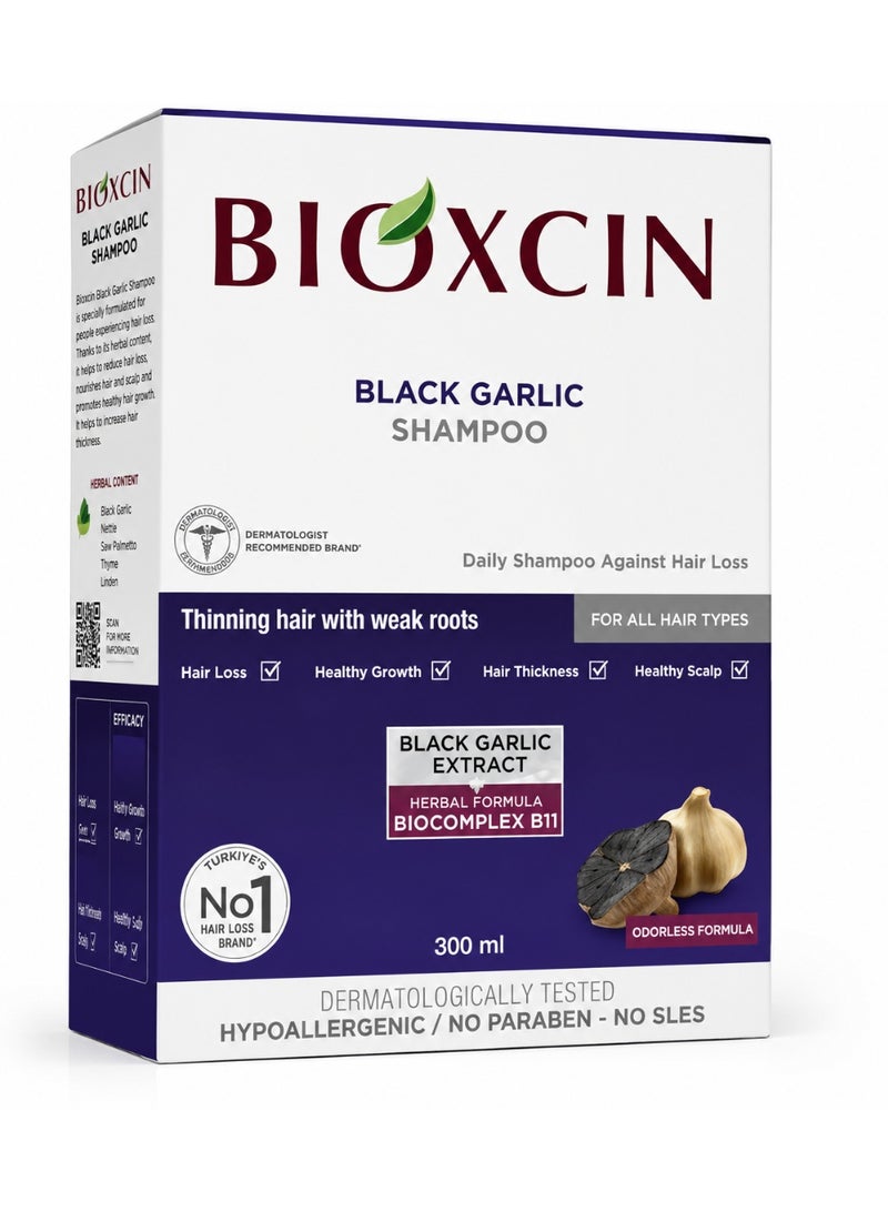 Black Garlic Shampoo 300ml for All Hair Types | Daily Hair Care Shampoo with Black Garlic Extract