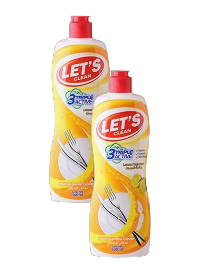 LET'S CLEAN سائل غسيل الصحون 500 مل ليمون، عبوة من 2 - Image 1