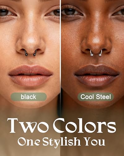 ORAZIO 16G 14G Horseshoe Septum Rings Surgical Steel Nose Rings Hoop for Women Men Circular Barbell Piercing Jewelry Cartilage Helix Tragus Earring Daith Lip Conch Piercing Rings 6/8/10/12/14/16mm - Image 4
