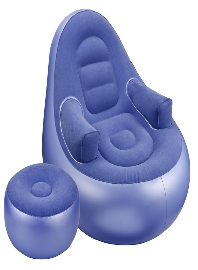 Balabulala Inflatable Couch with Armrest＆Ottoman, Blow Up Lounger Chair,Folding Air Chair for Adults,Inflatable Lazy Sofa Perfect for Rooms, Camping or Home(Without Pump) - Image 1