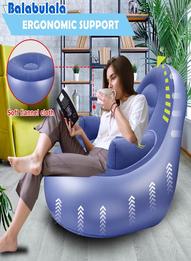 Balabulala Inflatable Couch with Armrest＆Ottoman, Blow Up Lounger Chair,Folding Air Chair for Adults,Inflatable Lazy Sofa Perfect for Rooms, Camping or Home(Without Pump) - Image 2