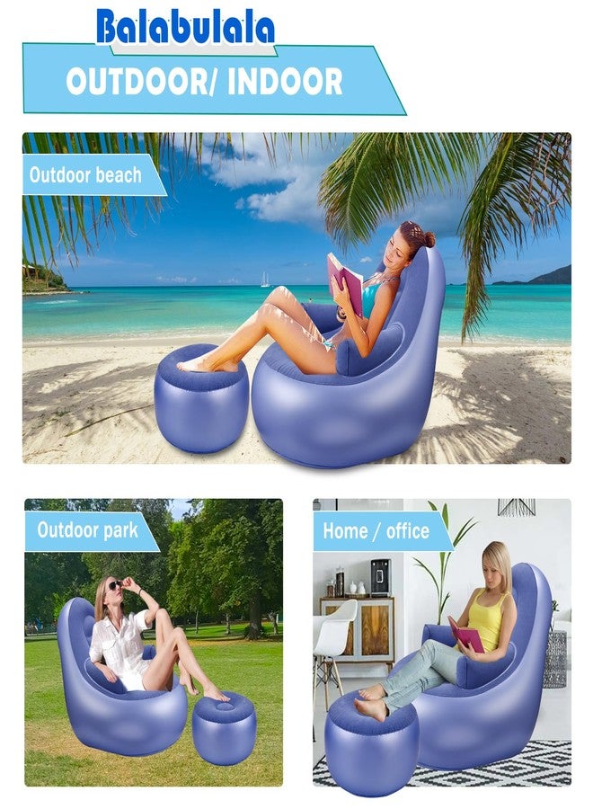 Balabulala Inflatable Couch with Armrest＆Ottoman, Blow Up Lounger Chair,Folding Air Chair for Adults,Inflatable Lazy Sofa Perfect for Rooms, Camping or Home(Without Pump) - Image 3